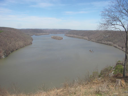 (3) The recreational overlook of the Susquehanna River. The rail line parallels the river (bottom of the hill on the right).