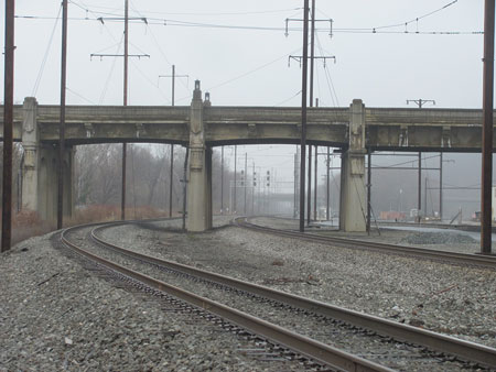 (5) The rail line travels under three intercounty bridges. Two can be seen in this photo.