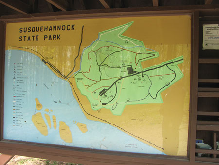 (6) This map of the Susquehannock State Park shows the proximity to the river and railroad as well as several nearby islands.