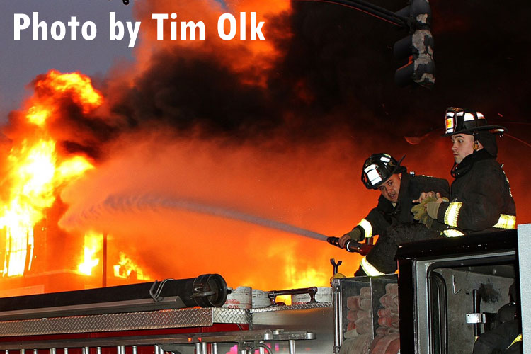 Chicago firefighters battle a 5-11 alarm fire.