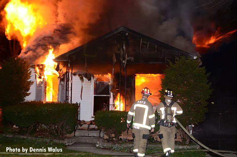 Royal Oak (MI) firefighters at the scene of a fire in a vacant dwelling.