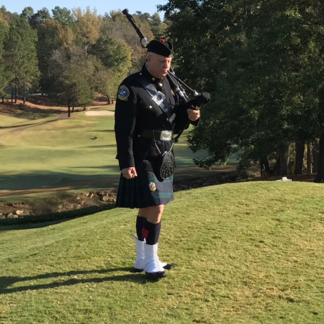 Bagpipes are played at the opening ceremony of the tournament.