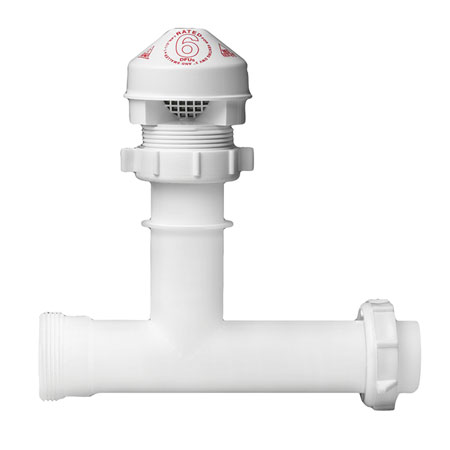 (5) An air admittance valve eliminates the soil vent pipe through the roof. 