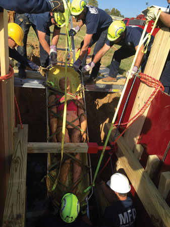 (3) The ladder slide is a simple and fast technique to secure the victim and slide him out of the trench.