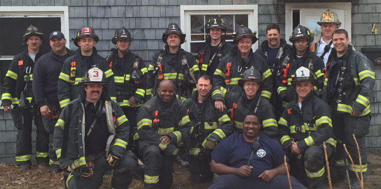 Firefighters on the training ground.