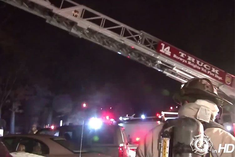 Crews at the scene of an apartment fire in Prince George's County, Maryland.