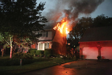 (7) Ground ladders and the aerial ladder were placed for access and possible use of the master stream.