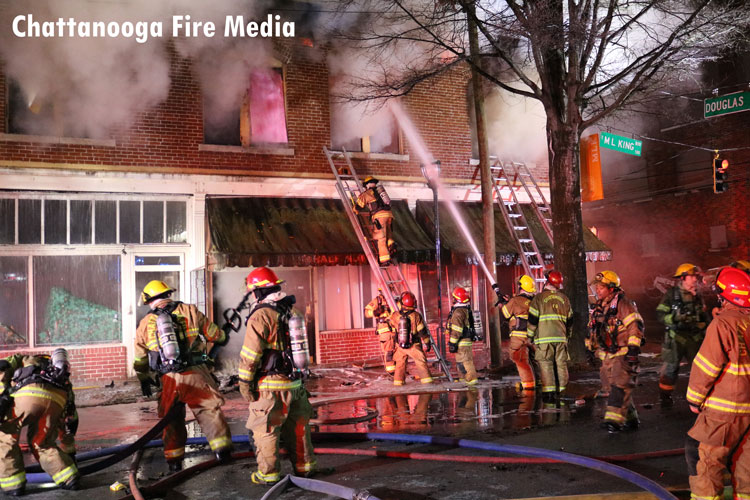 Chattanooga firefighters on scene at a recent two-alarm fire.