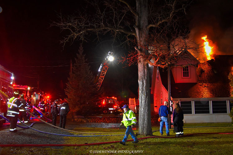 Crews on scene of a residential fire in Malta Ridge, New York.