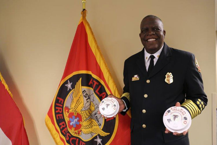 Fire Chief Joel Baker with the Falcons Smoke Alarms