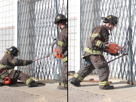 (4) Applying tension and resting the guard on the material to be cut while cutting from the top will help stabilize the operation.