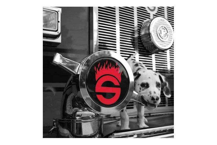 Sutphen logo on a fire truck with a Dalmatian