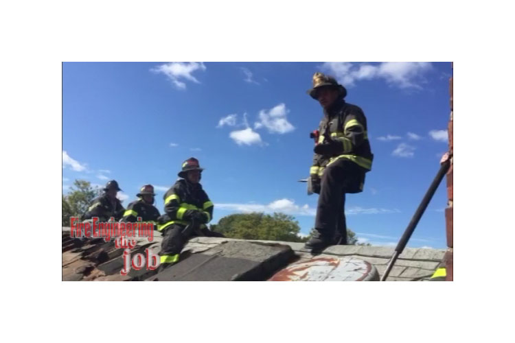 Firefighters on a roof