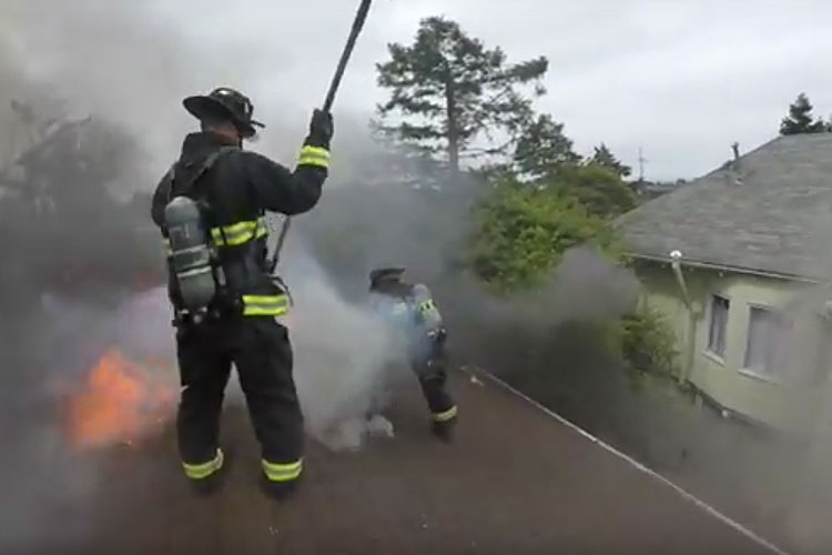 Oakland firefighter performs vertical ventilation