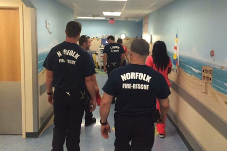 (3) Norfolk firefighters visit some bedridden and critically ill patients and share a conversation about the fire department and what we do for them and the other citizens we are privileged to serve.