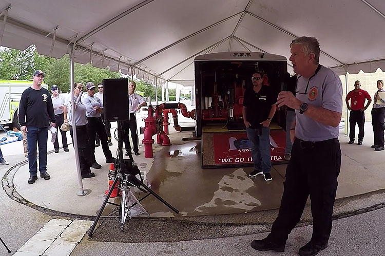 Bill Gustin addresses Miami-Dade firefighters