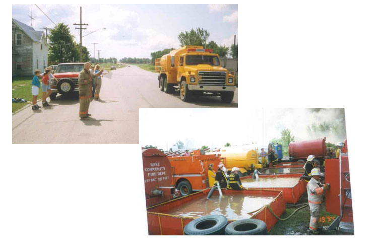 Water drop tanks and fire apparatus.