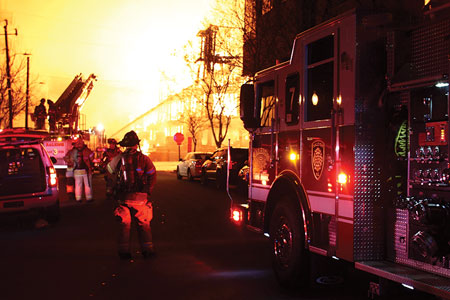 (2) Harrington Street, about 200 feet from Jones Street, with the Quorum just behind Squad 7. This is approximately 100 yards south of the initial command post.