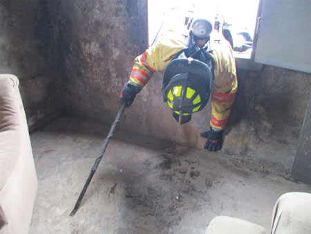 (12) When entering a window, use a New York hook, halligan, or other tool to help balance yourself while entering when a low profile is required.