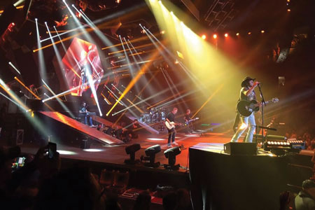 (4) Country star Jason Aldean’s fully set up stage at the Huntington Center during the performance.