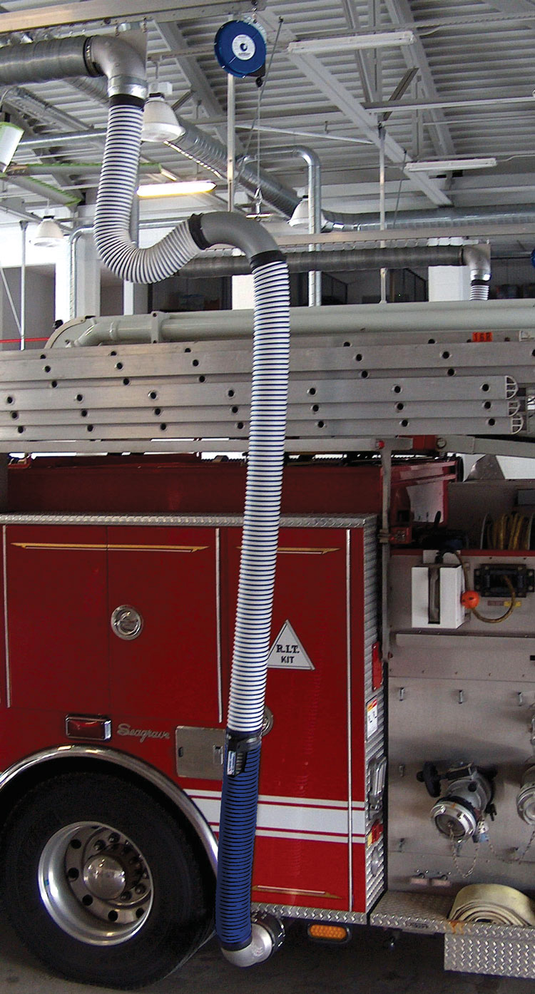 Magnegrip exhaust removal system in Indiana fire house