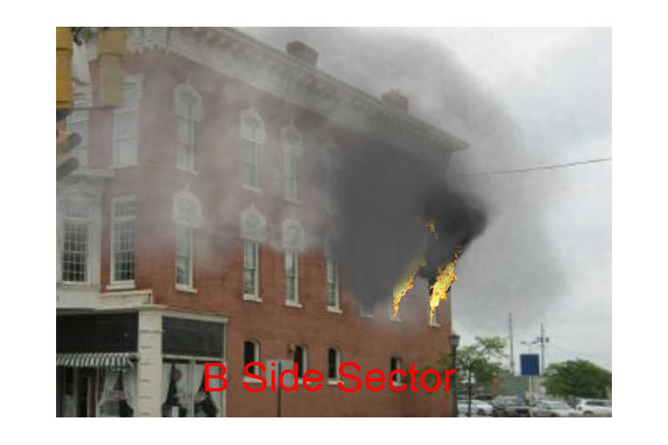 Fire venting from windows of the side of a building