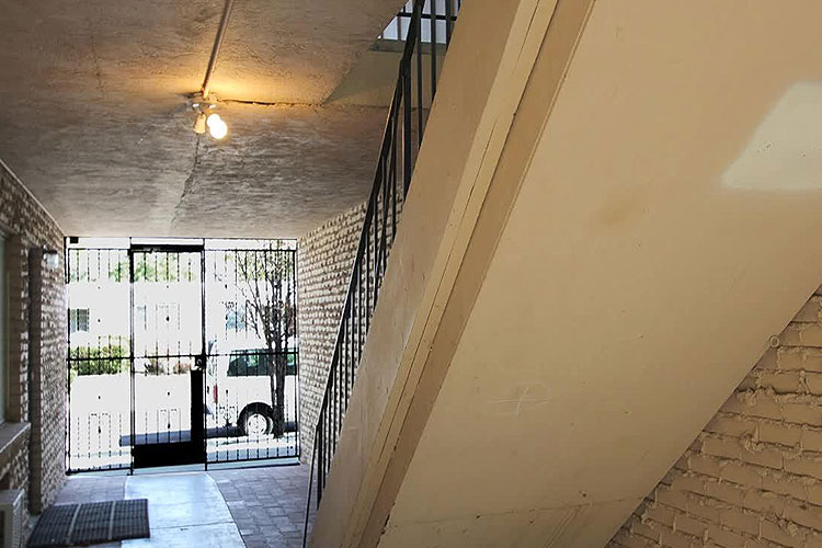 Interior stairwell at a garden apartment