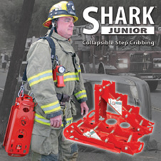 Rescue 42’s new SHARK™ JUNIOR COLLAPSIBLE STEP CHOCKS are designed specifically for first-due apparatus like engines and pumpers to quickly stabilize a vehicle. They stand 12 inches tall, nest together for ultra-compact storage, and include a shoulder strap for easy carrying. Interfaces seamlessly with the TeleCrib® Junior struts to provide quick stabilization for extrication and safe patient care. Videos and more information at www.Rescue42.com. (888) 427-3728. To request information go to fireeng.hotims.com