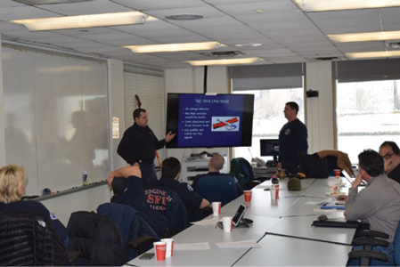 (2) Fire Department of New York and Con Edison training session with Seattle Fire and Seattle City Light personnel at the Con Edison Learning Center. (Photos 2 and 4 by Chris Greene.) 