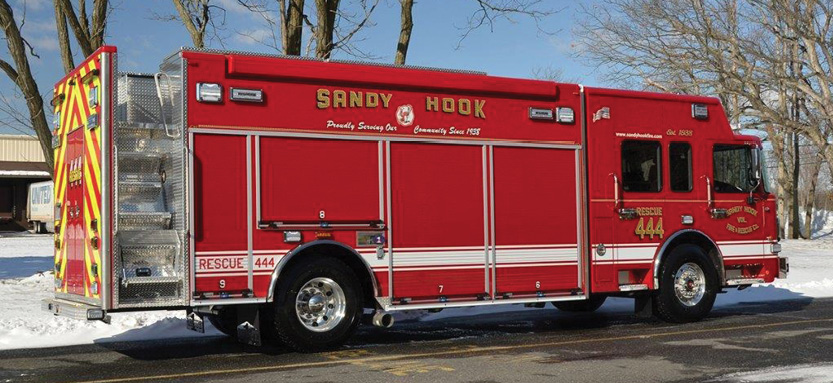 The Sandy Hook Volunteer Fire Company, Newtown, Connecticut, replaced a 20-year-old rescue truck with this new one built by RESCUE 1. Chief Bill Halstead says that the department went from a walk-in body to a nonwalk-in one, which afforded them more storage for both present and future inventory. The truck responds primarily to medical calls and motor vehicle accident extrications and gives fireground support.   
