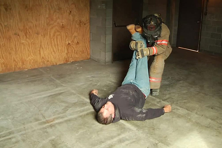 Firefighter dragged a victim during a training exercise