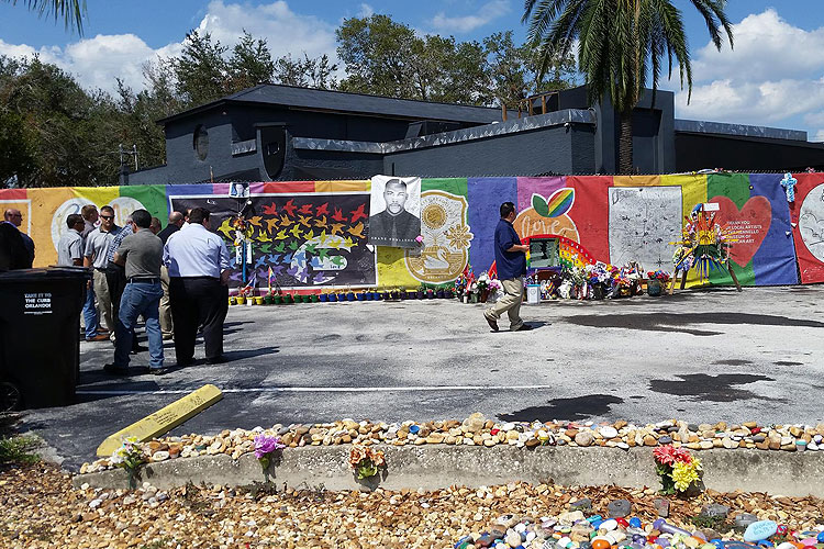 SWAT vehicle and police car outside Pulse nightclub