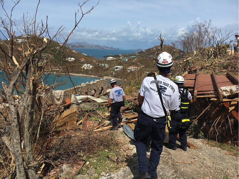 (1) VA-TF2 searching damaged structures in St. Thomas. (Photos courtesy of Virginia Task Force 2.)