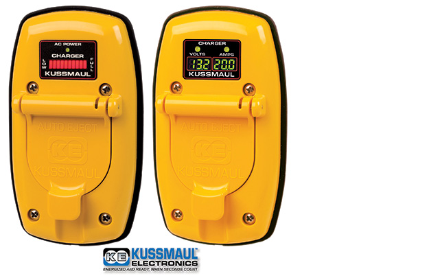 Kussmaul’s NEW SUPER AUTO EJECT DELUXE COVERS are created for emergency vehicles that incorporate Auto Eject and Indicator in one product. Built for severe duty, these Super Auto Eject Deluxe Covers are sealed against the elements with a premolded rubber rear gasket. The covers incorporate a lid that opens 180°, allowing the user more variability to plug in the shoreline. They are available in digital display or bar graph. Proudly engineered and manufactured in the USA. www.kussmaul.com. (800) 346-0857. To request information go to fireeng.hotims.com