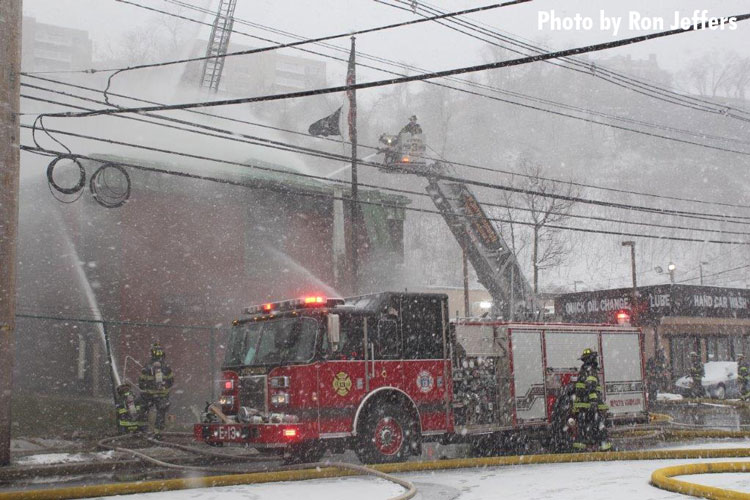 Firefighters and apparatus at major North Bergen fire