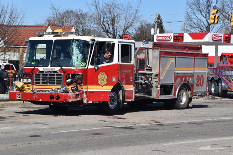 Damaged Indianapolis fire truck