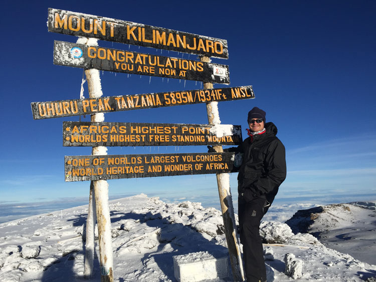 Todd Rielage atop Mount Kilmajaro