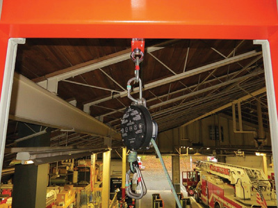 (16) We use a belay device in the interest of safety. The eye hook attached to the steel overhang is tested at 10,000 pounds. 