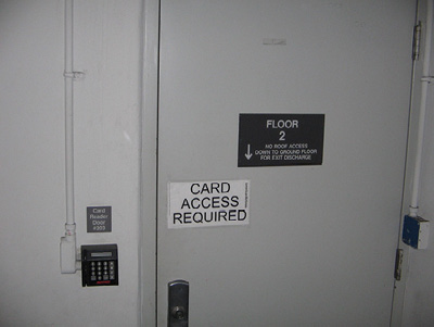 (12) Occupants must use the keypad to enter their office suite from the stairwell.