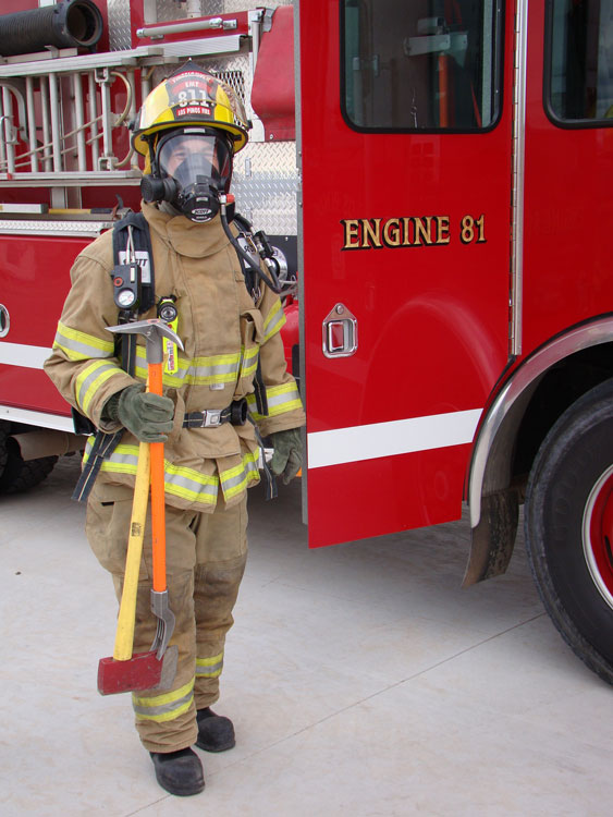 Firefighter with the irons