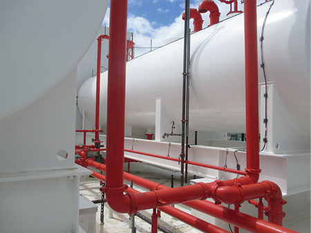 (5) Two 12,000-gallon tanks supply water to the high-zone fire pump. (Photos 5-6 by Blas Bravo.) 