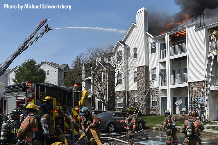 Firefighters at apartment fire