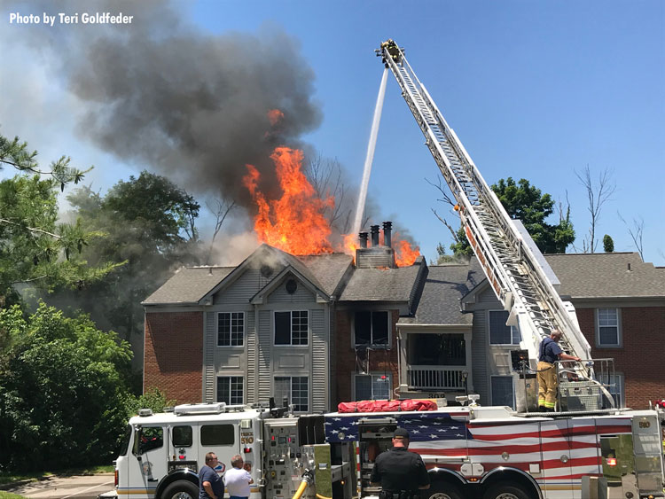 Fire apparatus at apartment fire