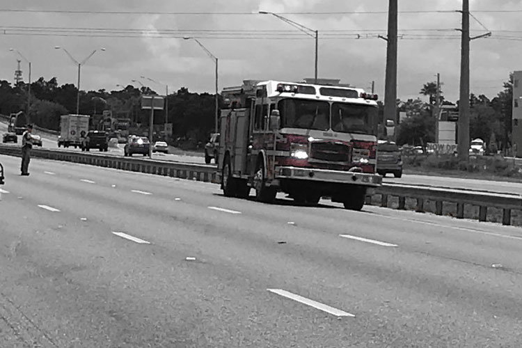 Fire apparatus on the roadway