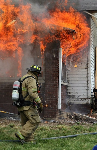 Firefighter at house fire