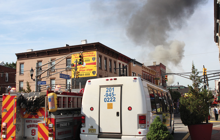 The view as units were still responding in. Because of the change in the smoke, water was already being applied quickly to this fire.