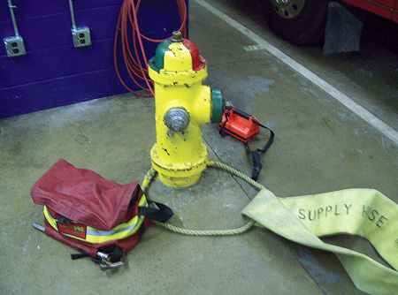 The rope also acts as a method of securing the supply line to the hydrant so that the fire truck can drive away.