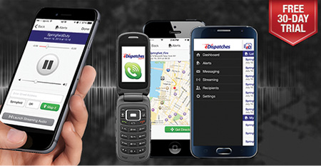 For more than 12 years, eDispatches has provided ACTUAL TONE-OUT AUDIO DISPATCH AND LIVE STREAMING to mobile devices and landlines without dispatch involvement. Extends coverage to anywhere you have cellular service, which eliminates range limitations. eDispatches operates with any style phone. Our Android/iOS apps operate similar to a voice pager. Integrated mapping/routing without dispatch assistance as well as live streaming dispatch audio and mass messaging is included!