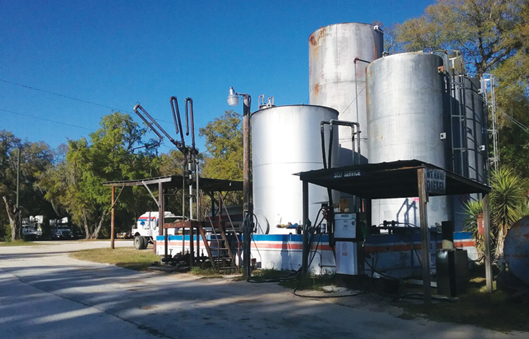 A top-loading fuel dock and tanks. 