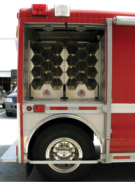 Air Systems International’s AIR-KADDY™ MODULAR ALUMINUM SCBA CYLINDER STORAGE RACKS feature a unique modular design that allows for expansion as needed to accommodate your SCBA storage requirements. Available in free standing (up to 40 cylinders) and vehicle style with a narrow profile (up to 24 cylinders). All racks are lined with nylon pads to prevent cylinder scratches and optional Thread Savers® are available.